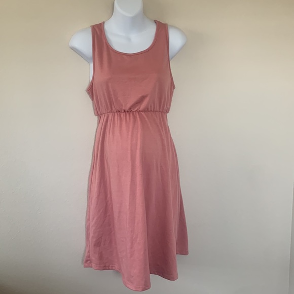 Pinkblush Mauve Pink Scoop Neck Tie Waist Sleeveless Tank Mini Dress - Picture 6 of 8